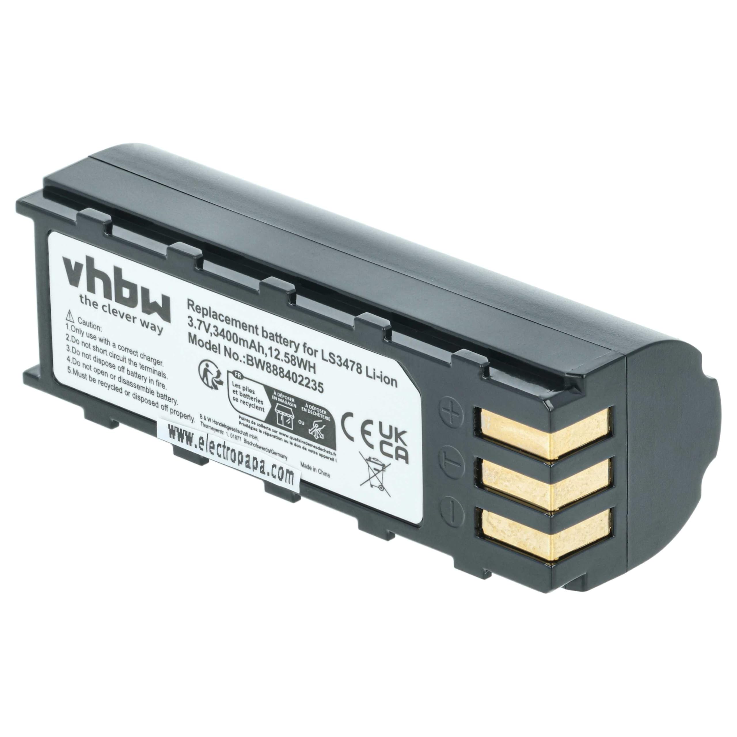 vhbw 5 x bateria kompatybilna z Symbol LS3478ER, LS3578, DSS3478, LS3478, DS3578, DS3478 czytnik kodów kreskowych, POS (3400 mAh, 3,7 V, litowo-jonowy)