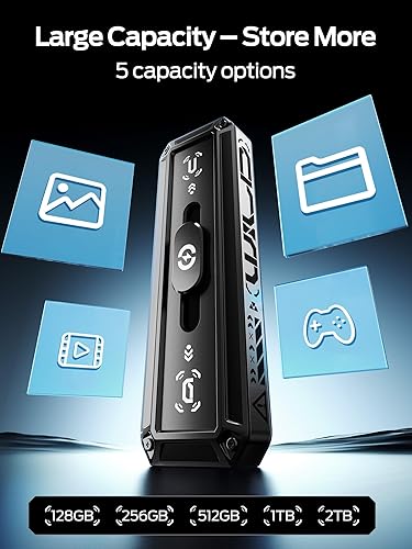 Miniatura 5 de MOVE SPEED Unidad USB 256GB SSD externo 520MBs Velocidad de lectura, USB 3.2+USB C Dual Puertos Unidad Externa, SSD Portátil 3-Stage Push-Pull