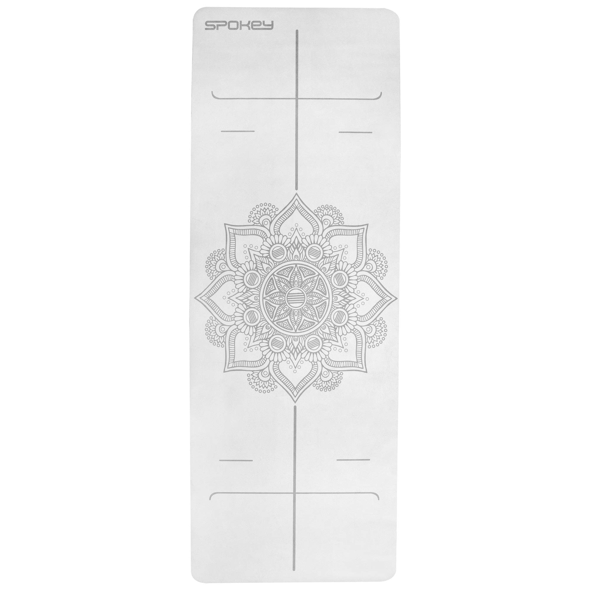 Spokey Tappetino da yoga, 183 x 61 x 1,5 mm, con linee guida, strato superiore effetto pelle scamosciata, strato inferiore in gomma, antiscivolo, stabile e sicuro, per yoga, pilates, fitness e