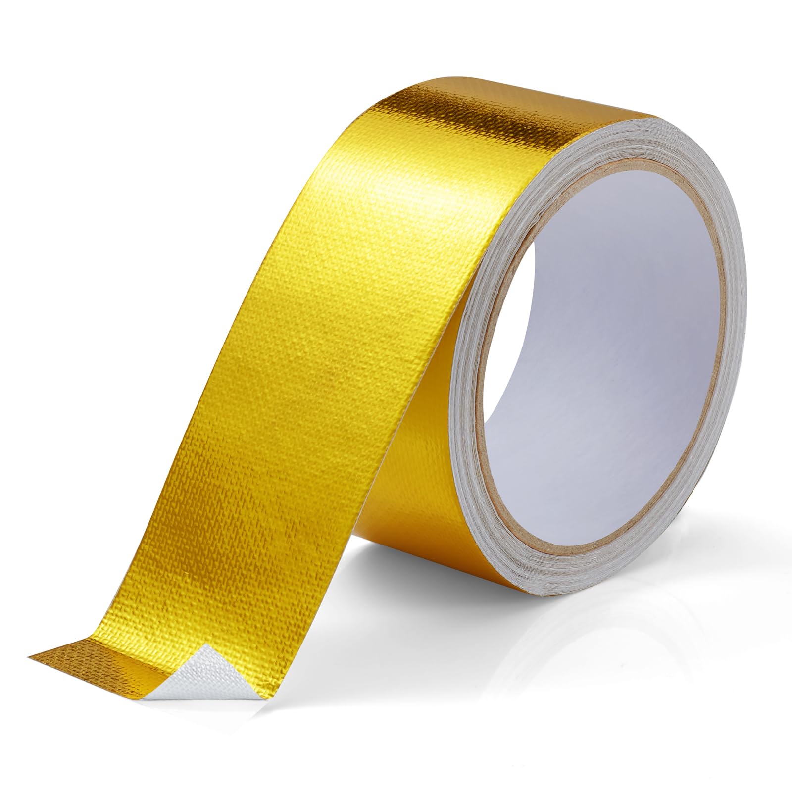 Lámina de aluminio para protección térmica, cinta de sellado metálica dorada, de fibra de vidrio, para manguera y coche, 5 cm x 10 m
