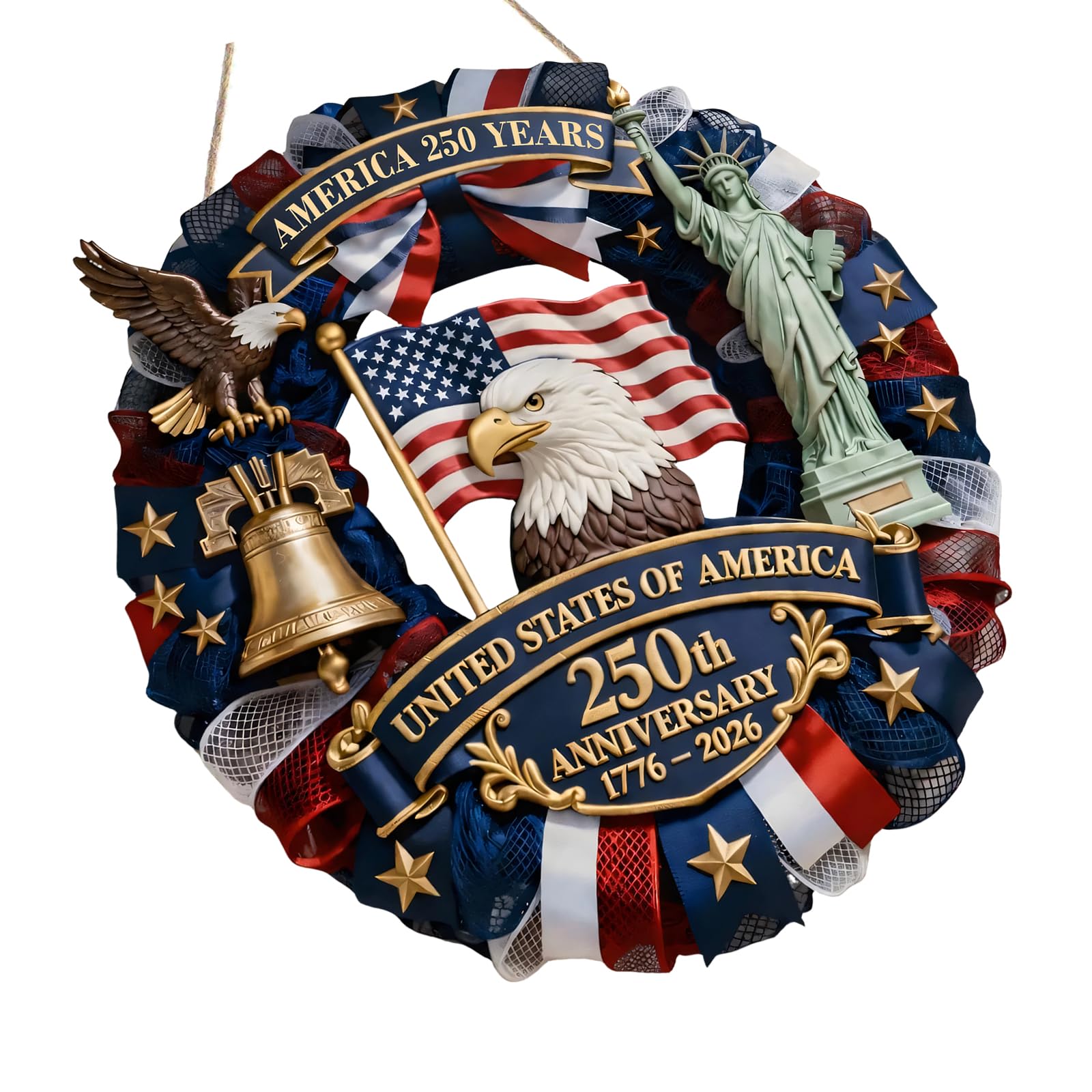 Festives Wooden Hanging Sign for 4th of July Celebration Independence Day Front Door Wreath 250th Anniversary Decors Patriotics Wooden Wreat