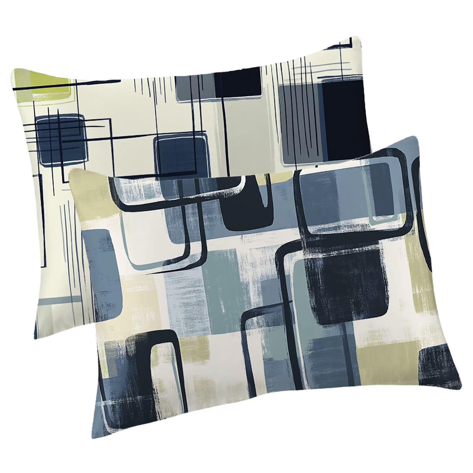 Outdoor Kissen 60x120 cm 2er Set, Grün Kissenbezug 60x120 Outdoor Wetterfest Kissenbezüge Geometrie Samtkissen Kopfkissenbezug für Deko Balkon Patio Garten Kissenhüllen, Geschenke für Frauen T-3366