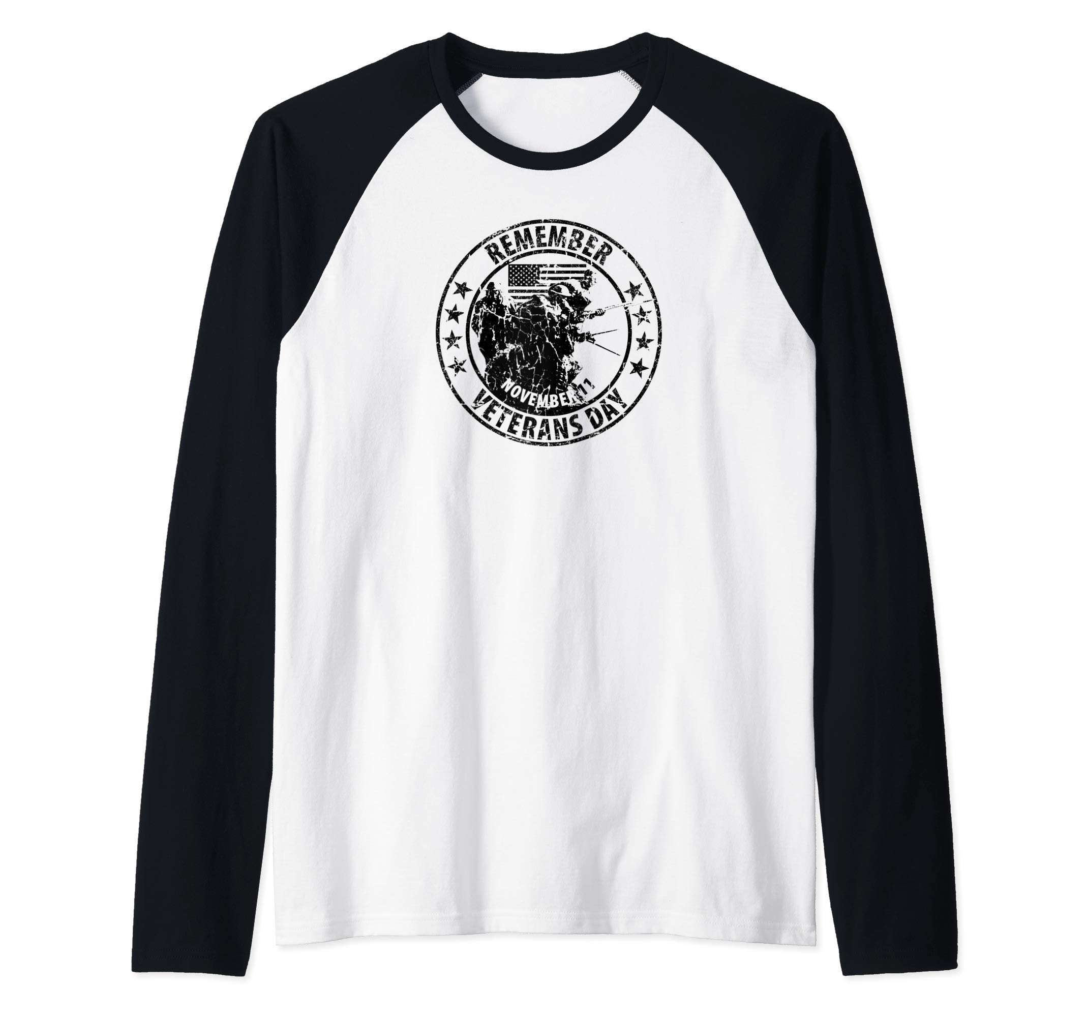 Remember Veterans Day Raglan Baseball Tee