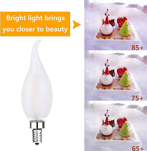 Miniatura 5 de Bombillas LED para candelabros equivalentes a 25 W, 4000 K, blanco neutro E12, bombilla LED esmerilada regulable, bombilla Edison vintage, punta de