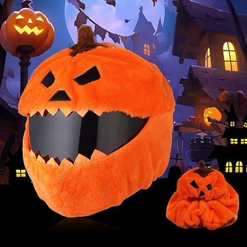 Funda para casco de motocicleta, divertida protección de casco de felpa de dibujos animados, cubierta de casco de calabaza, accesorios para casco de