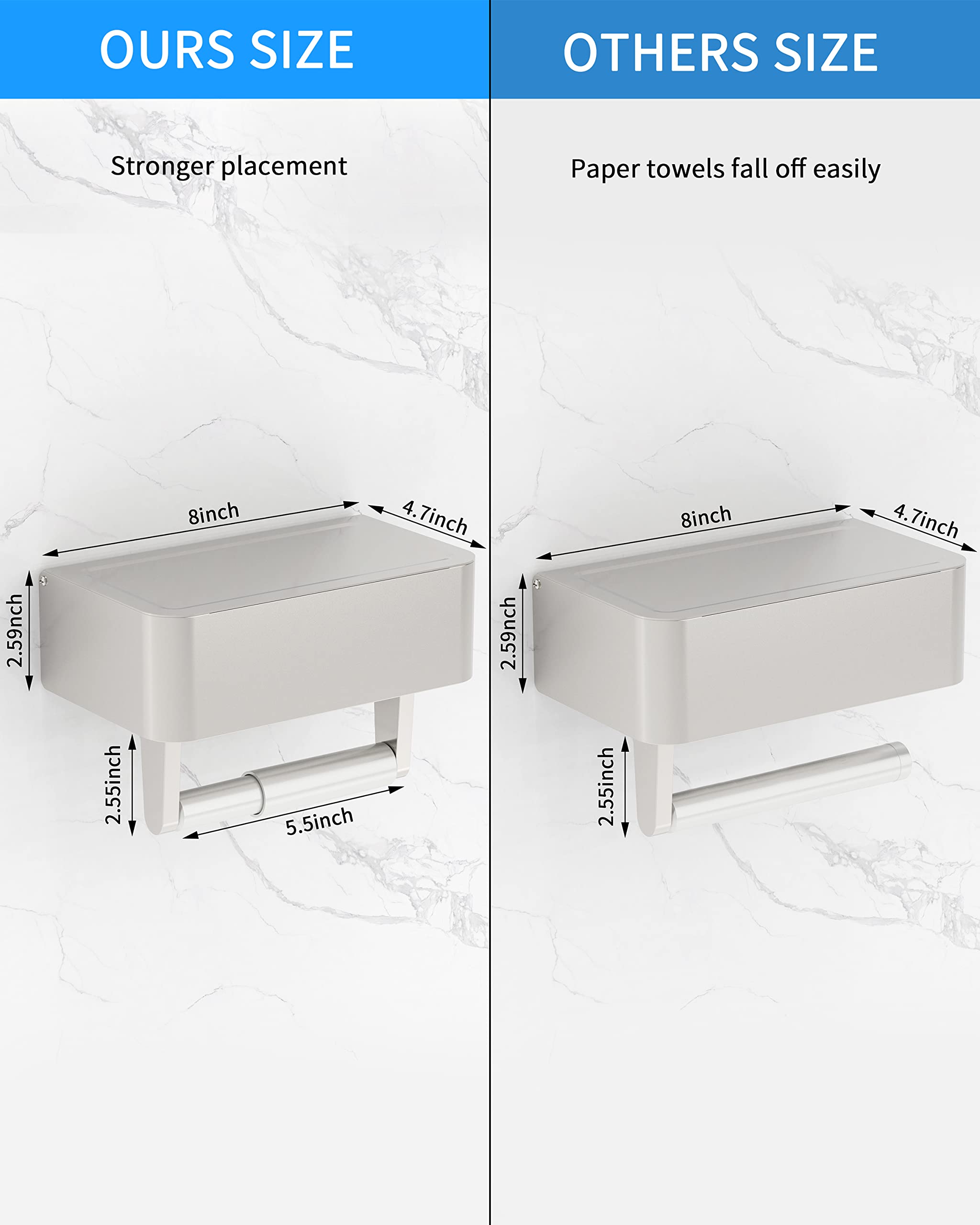 WZKALY Toilet Paper Holder with Shelf, Flushable Wipes Dispenser & Storage Fits Any Bathroom, Keep Your Wet Wipes Hidden, Stainless Steel Wall Mount Bathroom Organizer-ï¼ˆBrushed Nickel, Regular rollï¼‰