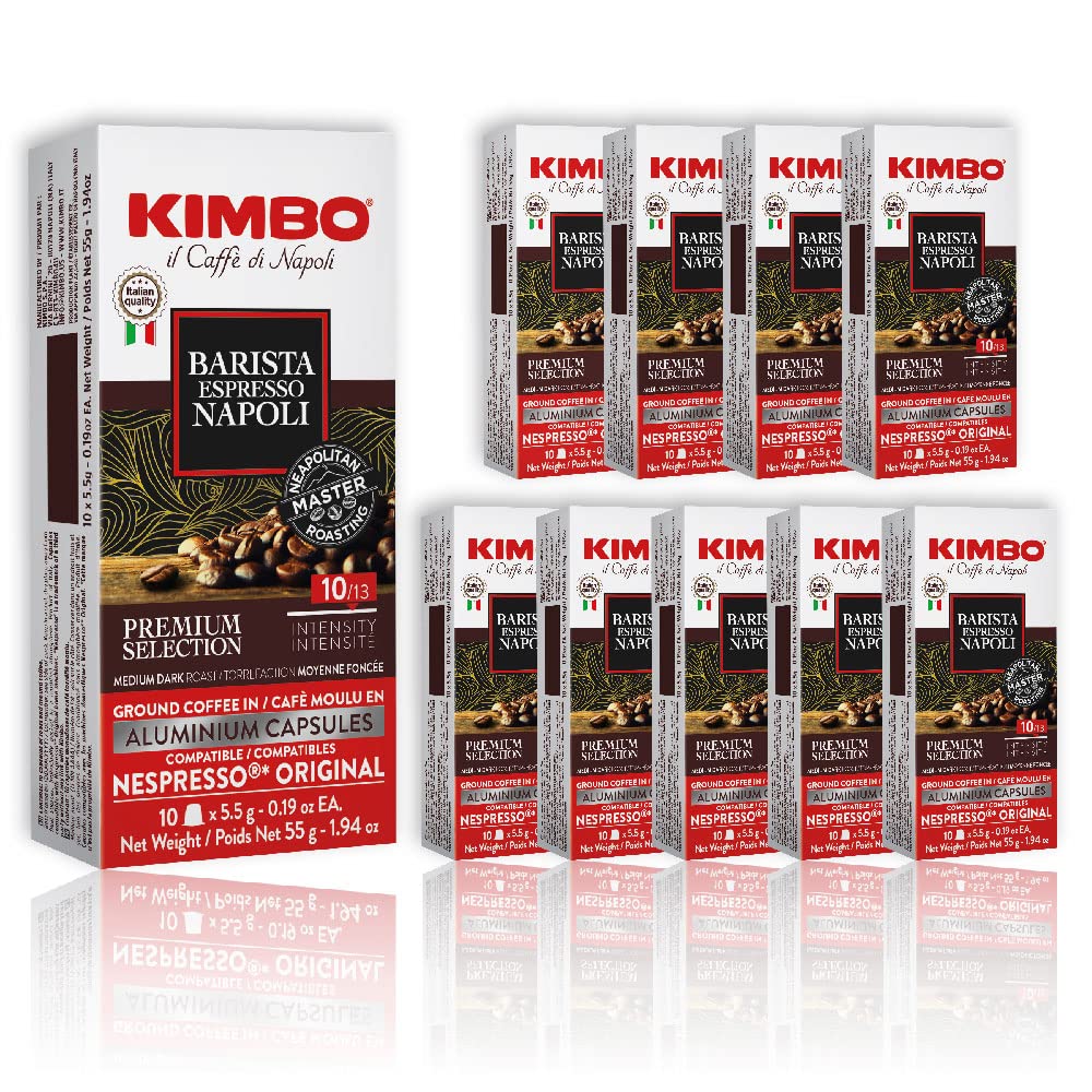 Kimbo 100 Count Napoli Capsules in Aluminium - Smooth & Rich Italian Roast for Nespresso