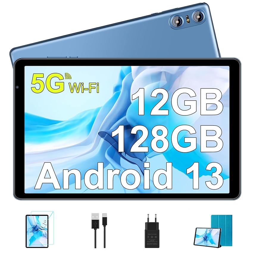 Immagine del prodotto SEBBE Tablet Android 13 Tablet 10 Pollici, 12GB RAM+128GB ROM (TF 1TB),Tablets 5G WiFi Octa-Core 2.0 GHz,Google GMS/Widget/GPS/Bluetooth5.0/6000mAh/5+8MP, Tablet con Custodia Protettiva - Blu