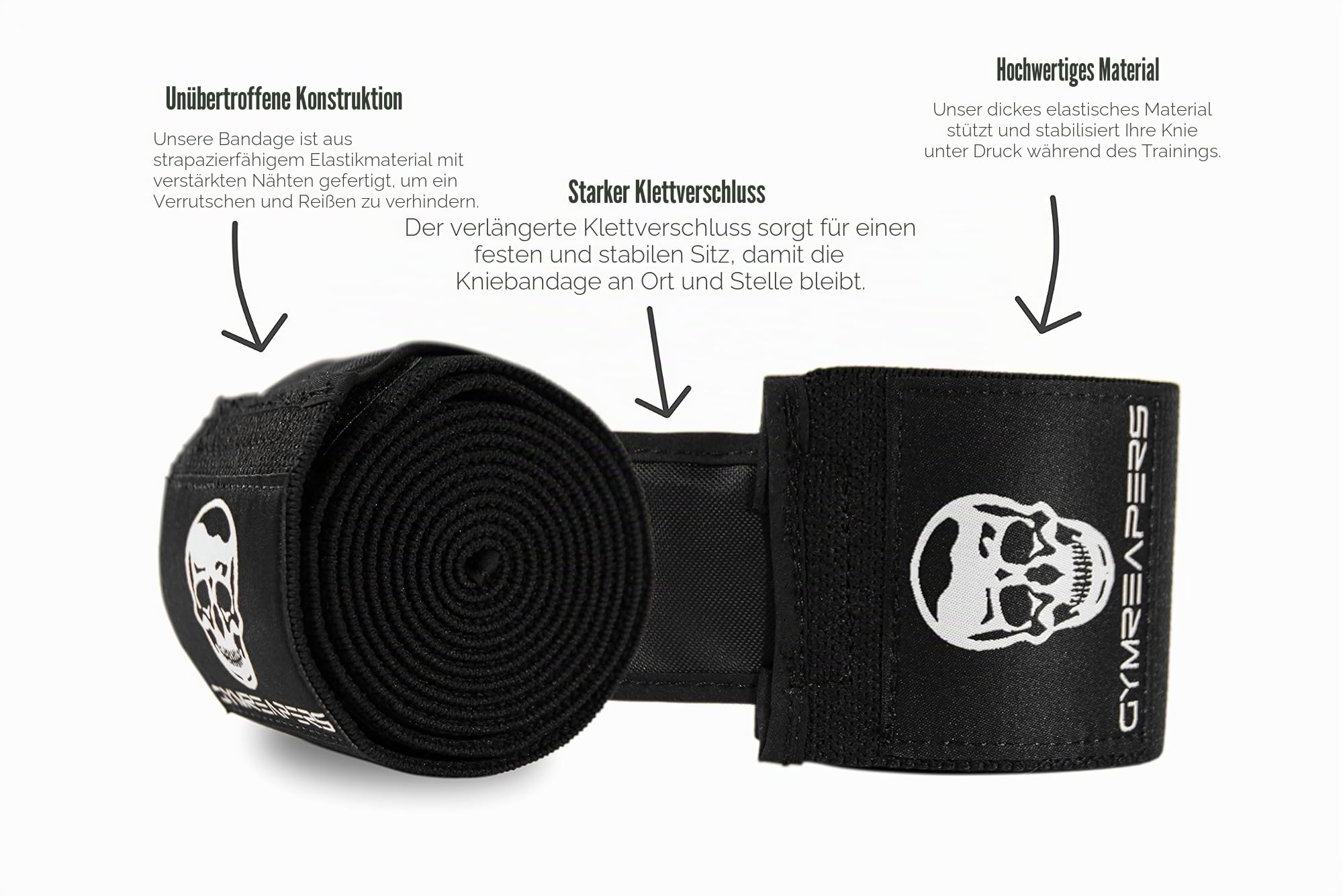 Gymreapers Kniebandagen (Paar) mit Riemen für Kniebeugen, Gewichtheben, Powerlifting, Beinpresse und Cross-Training – flexible 72-Zoll-Kniebandagen für Kniebeugen