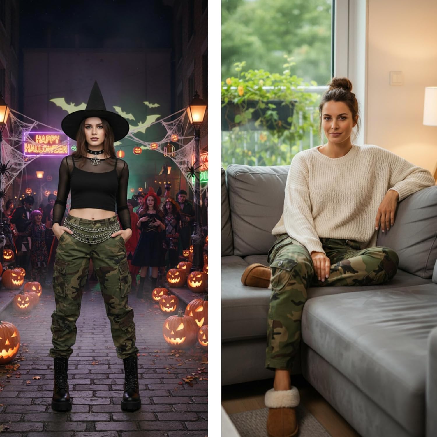 Womens Stretch Casual Cargo Work Pants Camo Combat Tactical Travel Pants with 8 Pockets - Image 4