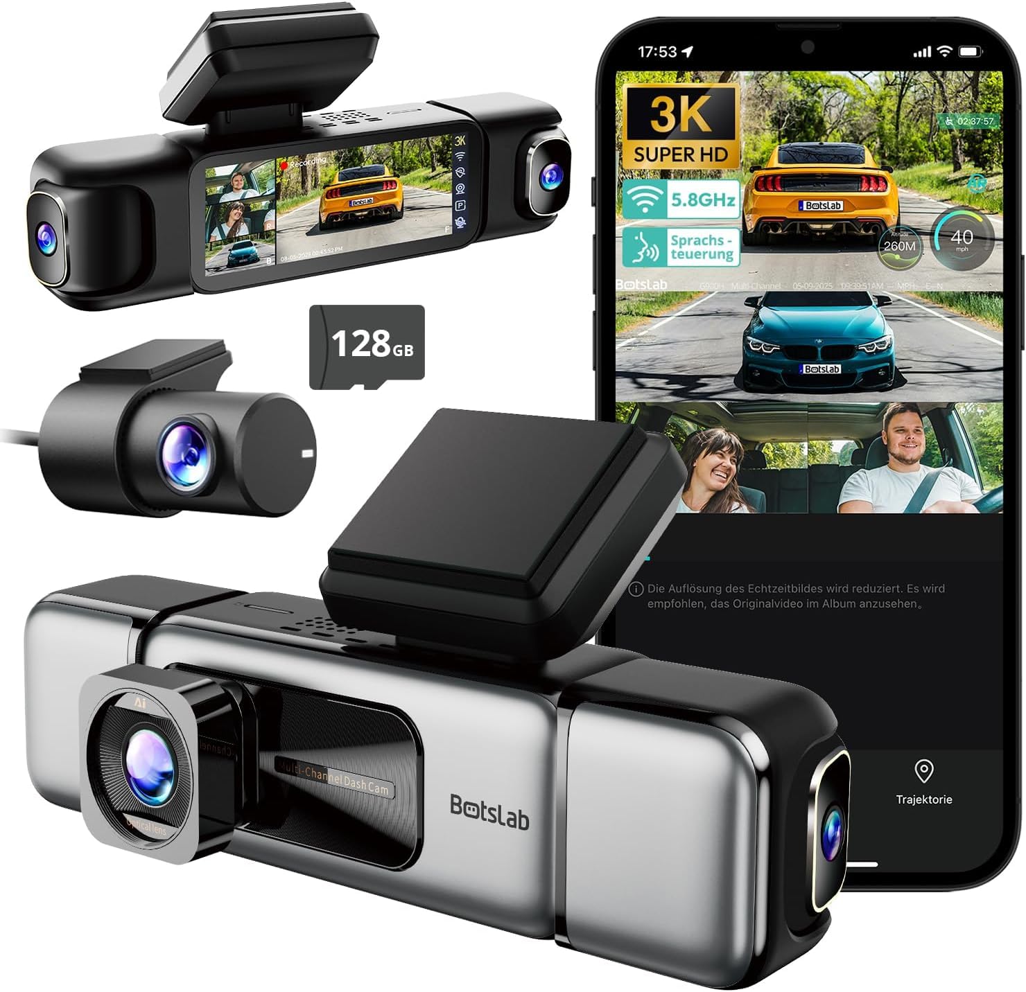 BOTSLAB 4 Kanal Dashcam Auto Vorne Hinten