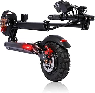 Electric Scooter Adults, 34 MPH w/ 37-Mile Range, 1200W Peak Motor, 48V 18AH/21AH Battery, 11" Off Road Tire, Folding E Scooter with Seat, Double Suspension & Braking Systems, Turn Signal/Side Light
