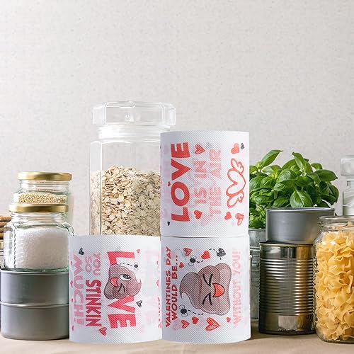 Miniatura 3 de JOYIN 3 rollos de papel higiénico divertido para el día de San Valentín, 200 hojas de papel higiénico para él, papel higiénico de broma feliz y
