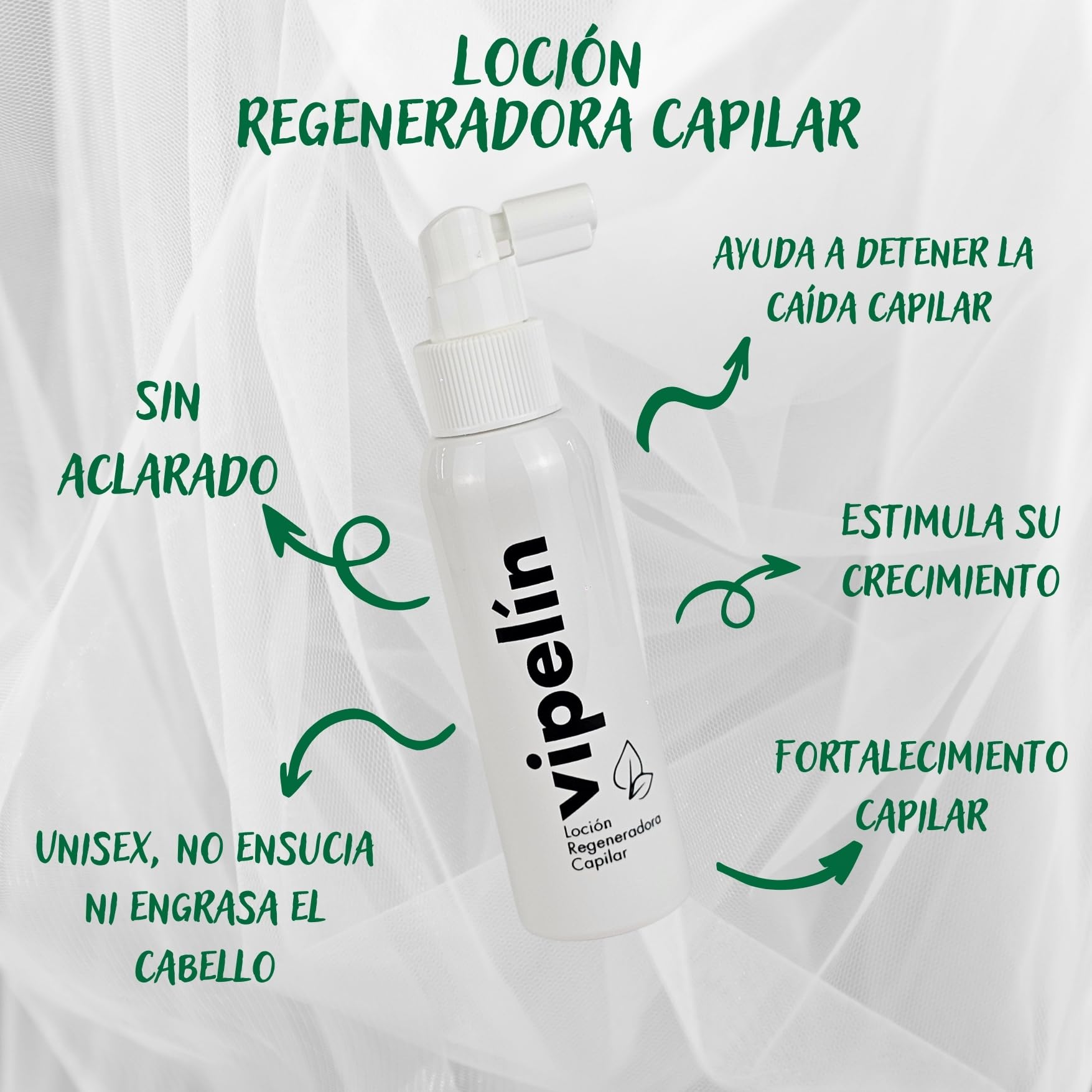Lozione per capelli VIPELINO: Formula innovativa stimolante della crescita e rigenerante - Ingredienti naturali al 100% - Anticaspa e anticaduta - Fornitura per 2 mesi.