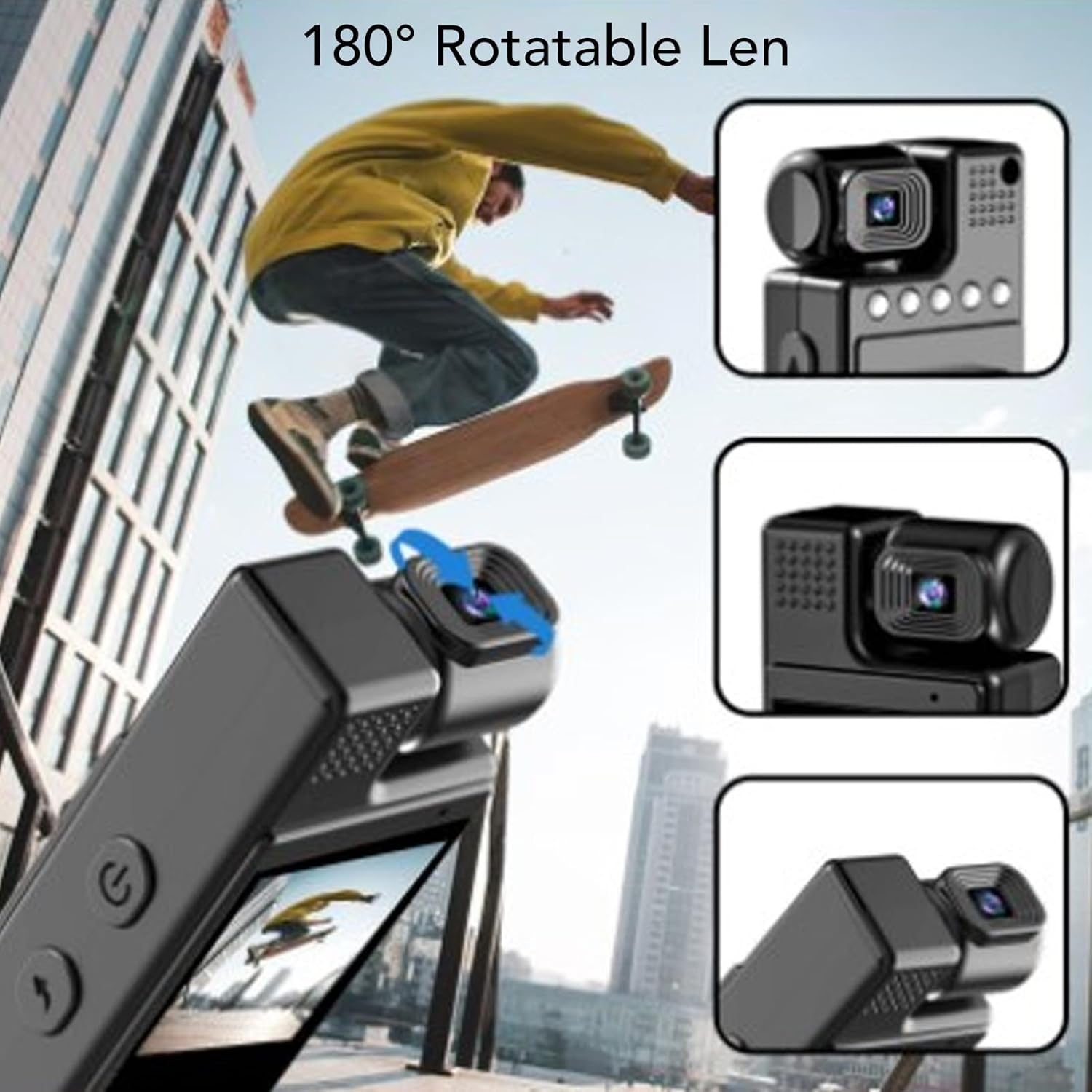 Cuifati 4K Body Cam 180 degree rotatable lens