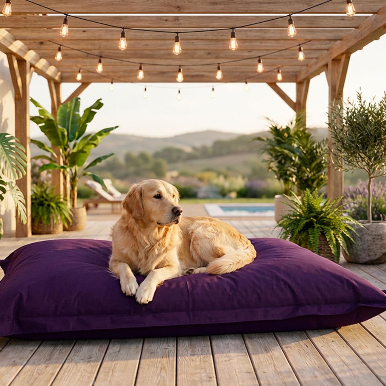 LiveDeco - Pouf Esterno, Outdoor, Giardino, Terrazza, Melanzana BiG52 Iron Raw