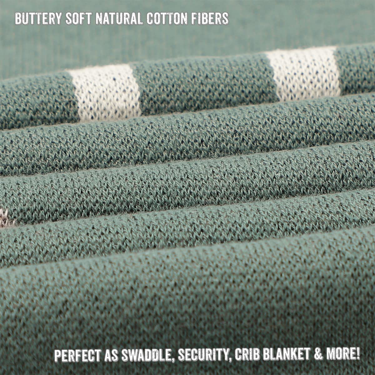Coperta Fasciatoio a Maglia per Neonati - 100% Cotone Morbido e Confortevole, Coperta da Ricezione per Culla e Passeggino, Regalo per Bambini (Cervo - Salvia)