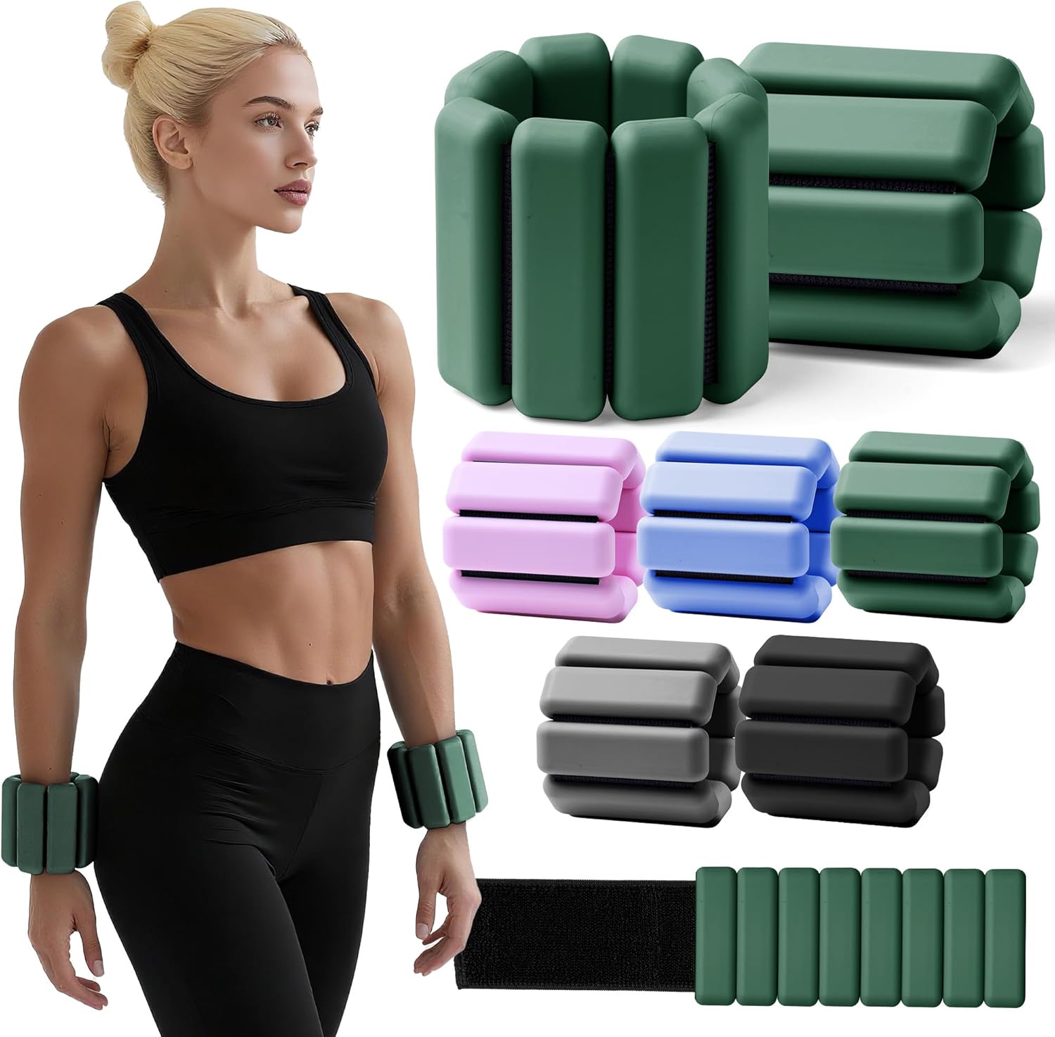 Brazaletes con peso para muñecas y tobillos para mujeres (juego de 2)  Pesas de entrenamiento para yoga, pilates y caminar  Pesas de piernas y