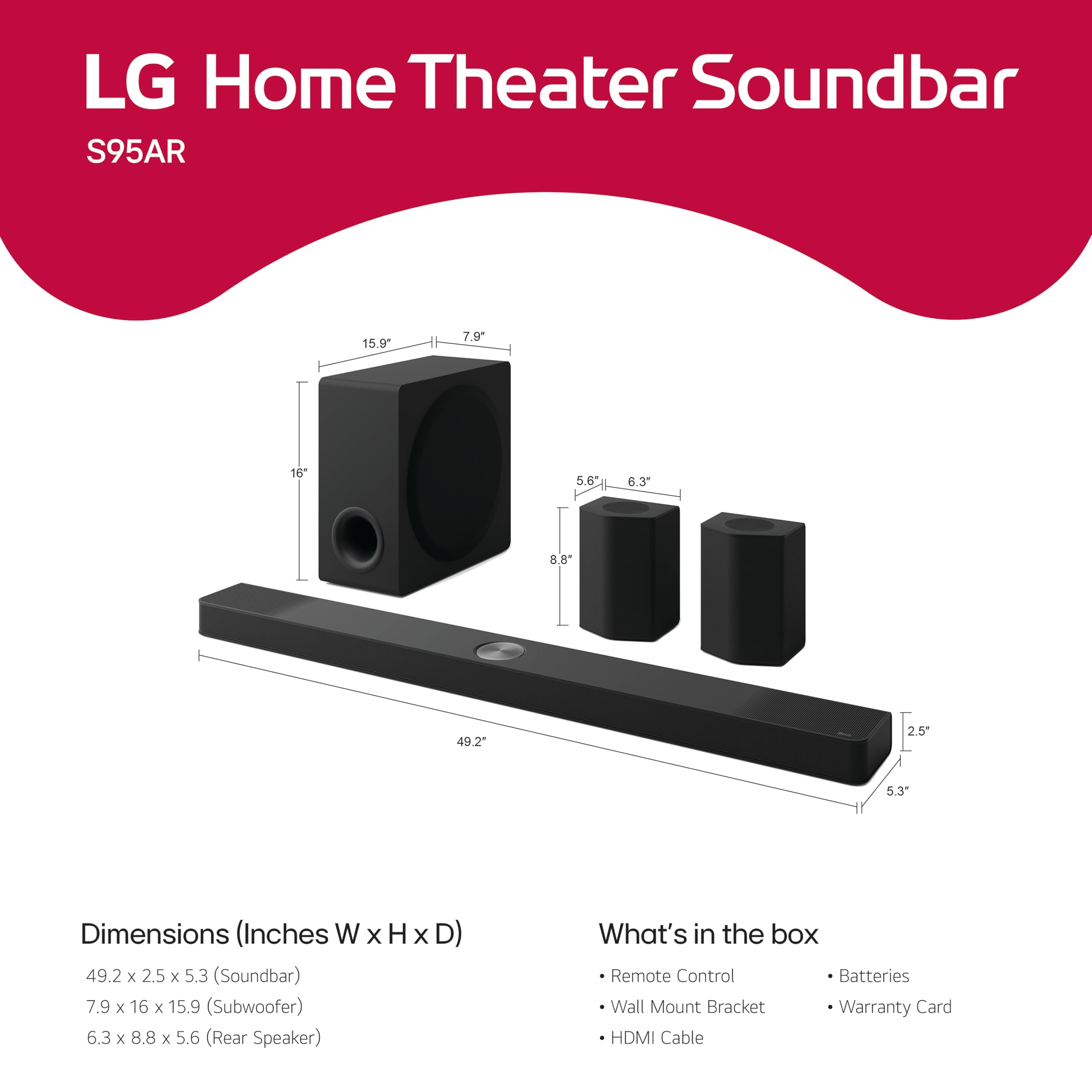 LG S95AR 9.1.5ch Home Cinema Soundbar with Wireless Subwoofer