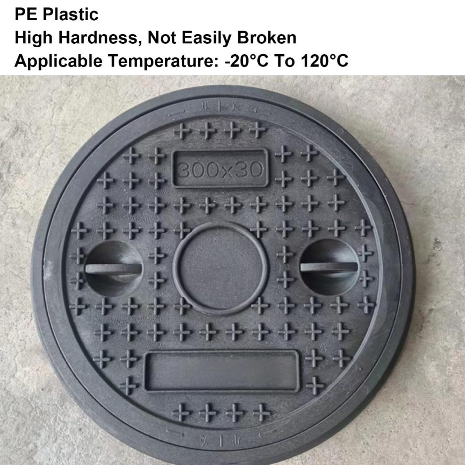 Tapa Arqueta y Marco, Tapa para Tanque Séptico de PE con Asa, Cubierta de Alcantarillado Reforzada y Antideslizante para Patio, Jardín o Pavimento, Carga de 500 Kg