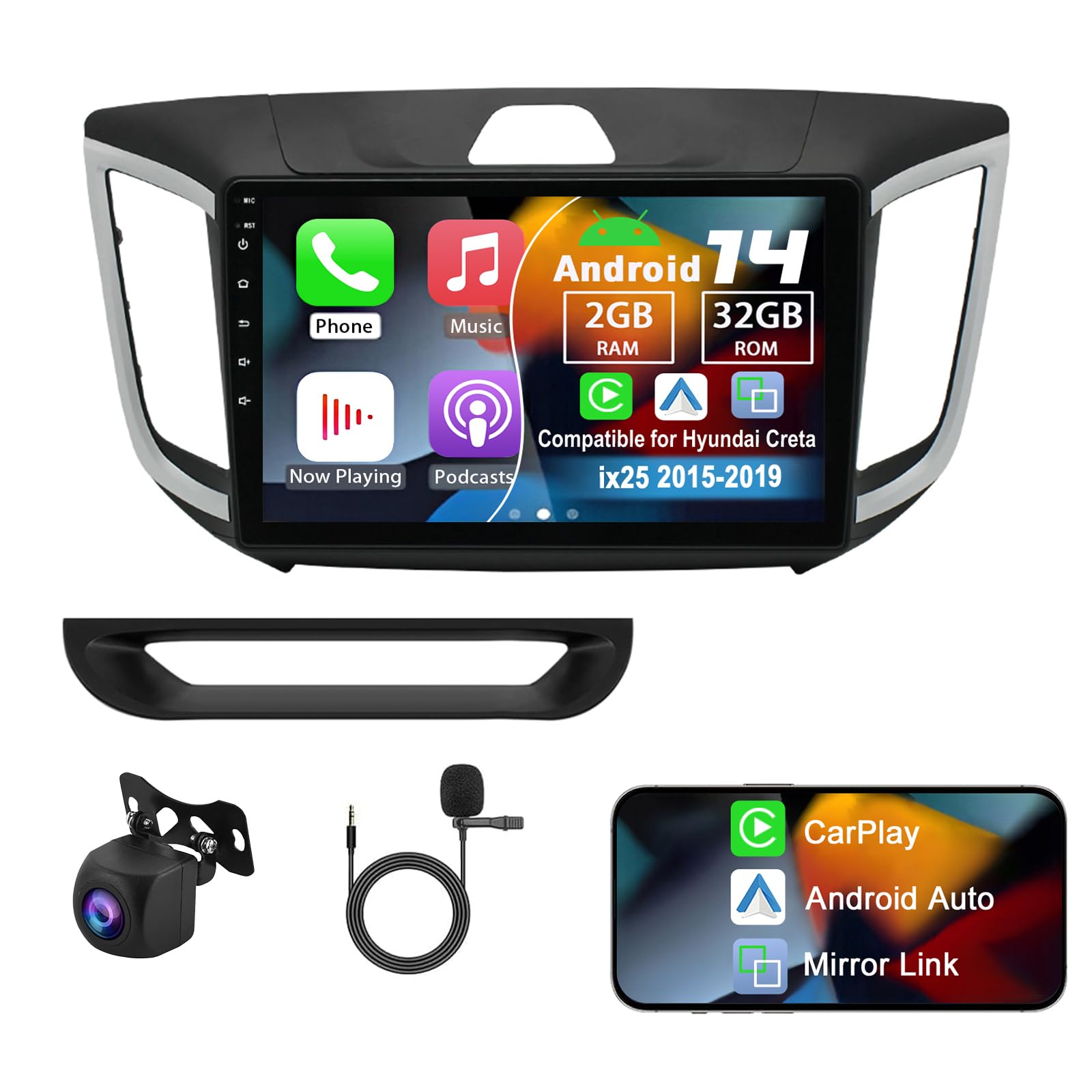 Amazon.com: Slakerbe Android 14 Double Din Car Radio for Hyundai