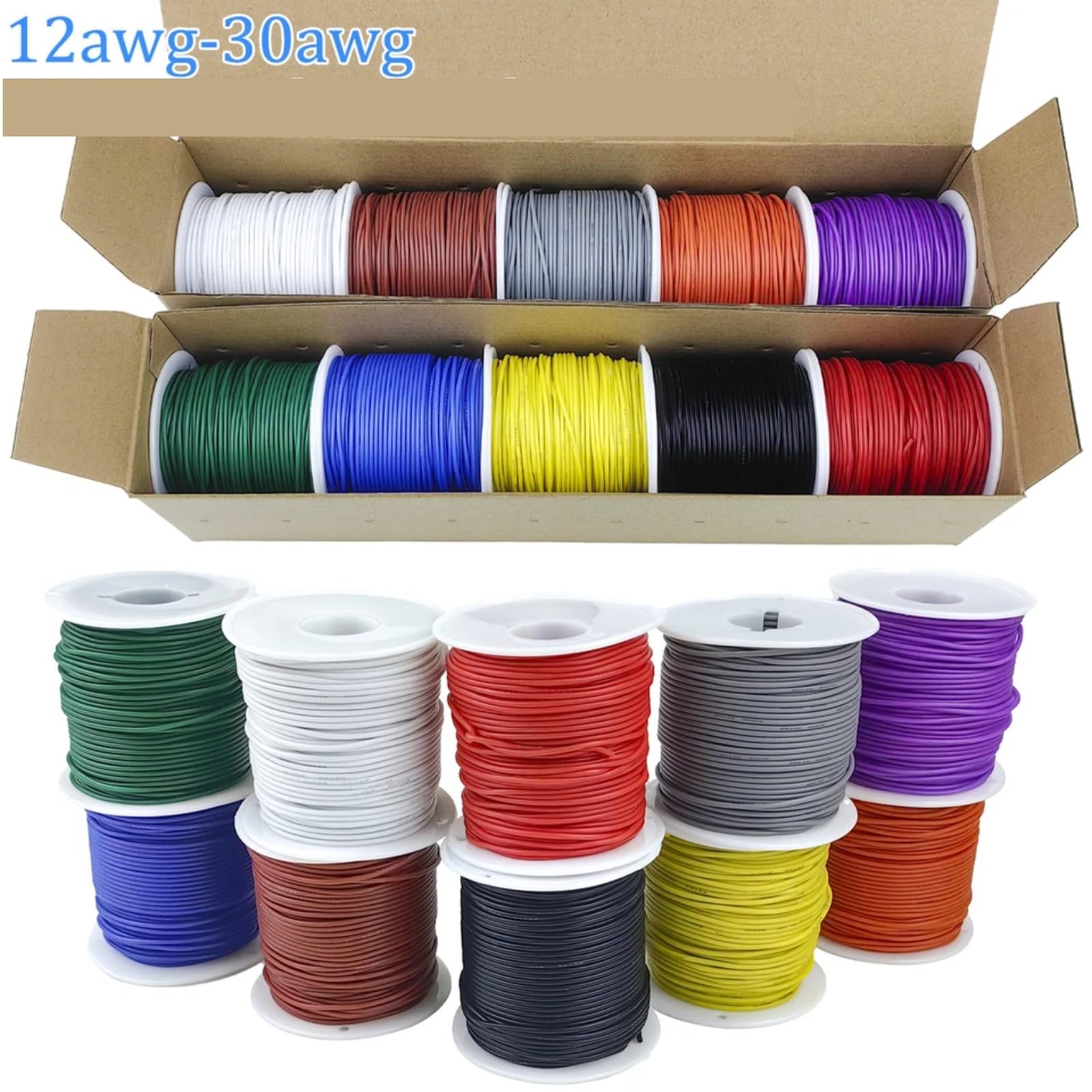 Cables eléctricos 16-18-20-22-24-26-28-30 300V22AWG(5 Color Set 2; 30 AWG each 100m)
