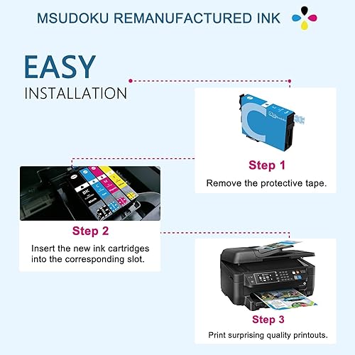 Miniatura 4 de 252XL - Cartuchos de tinta Msudoku remanufacturados de repuesto para Epson 252XL 252 XL Combo Pack (paquete de 10) para usar con Workforce WF-3640