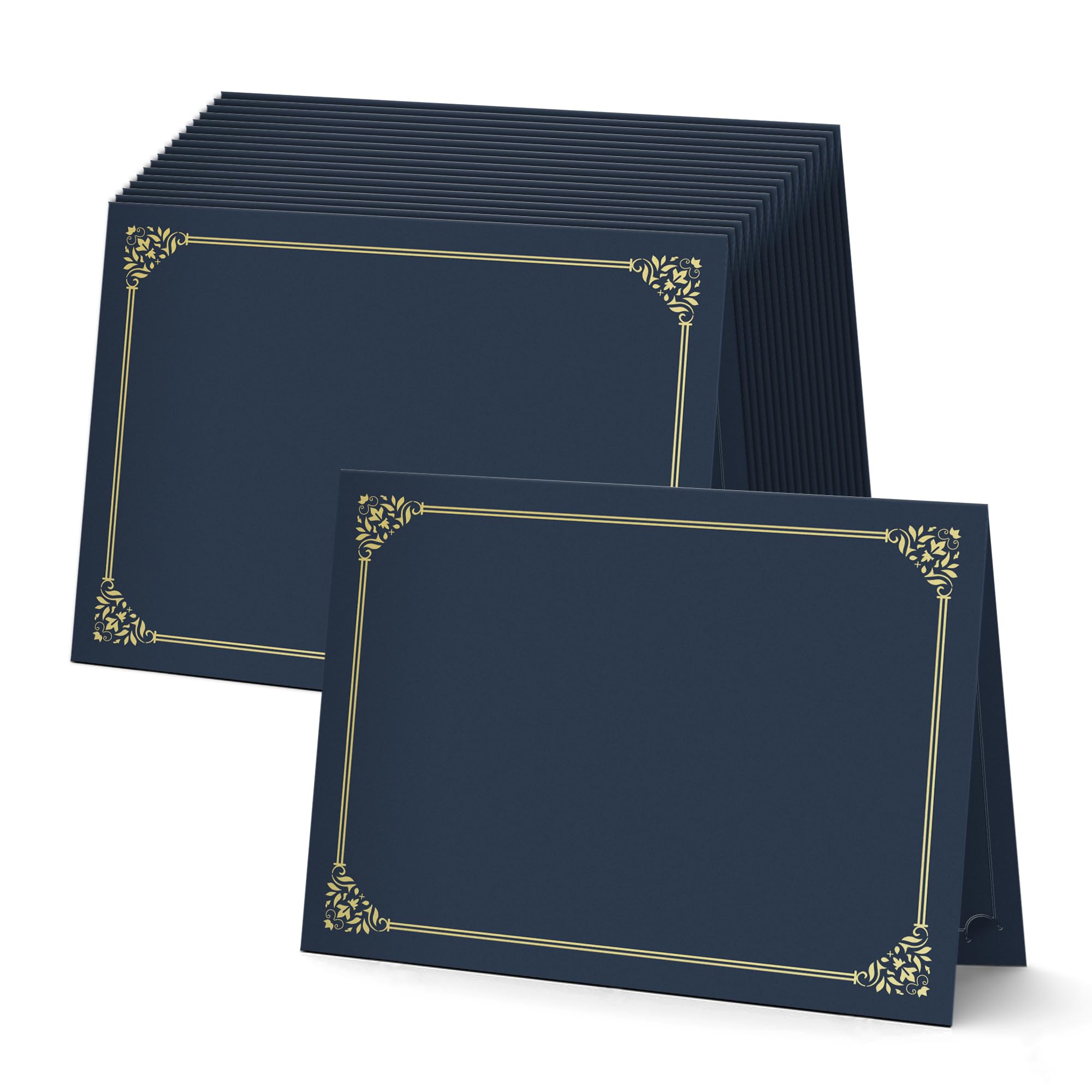 BELLE KR® Blue Certificate Folders 8.5 x 11, 30 Pcs - Used as Award Certificate Folders with Gold Foil Border for Letter Size 8.5" x 11" Certificates,