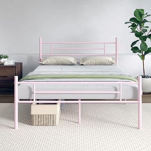 Vista 14 de Novilla Estructura de Cama de Metal Queen con Cabecera y Piecero, Estructura de Cama de Plataforma de 14 Pulgadas con Almacenamiento Sin Necesidad