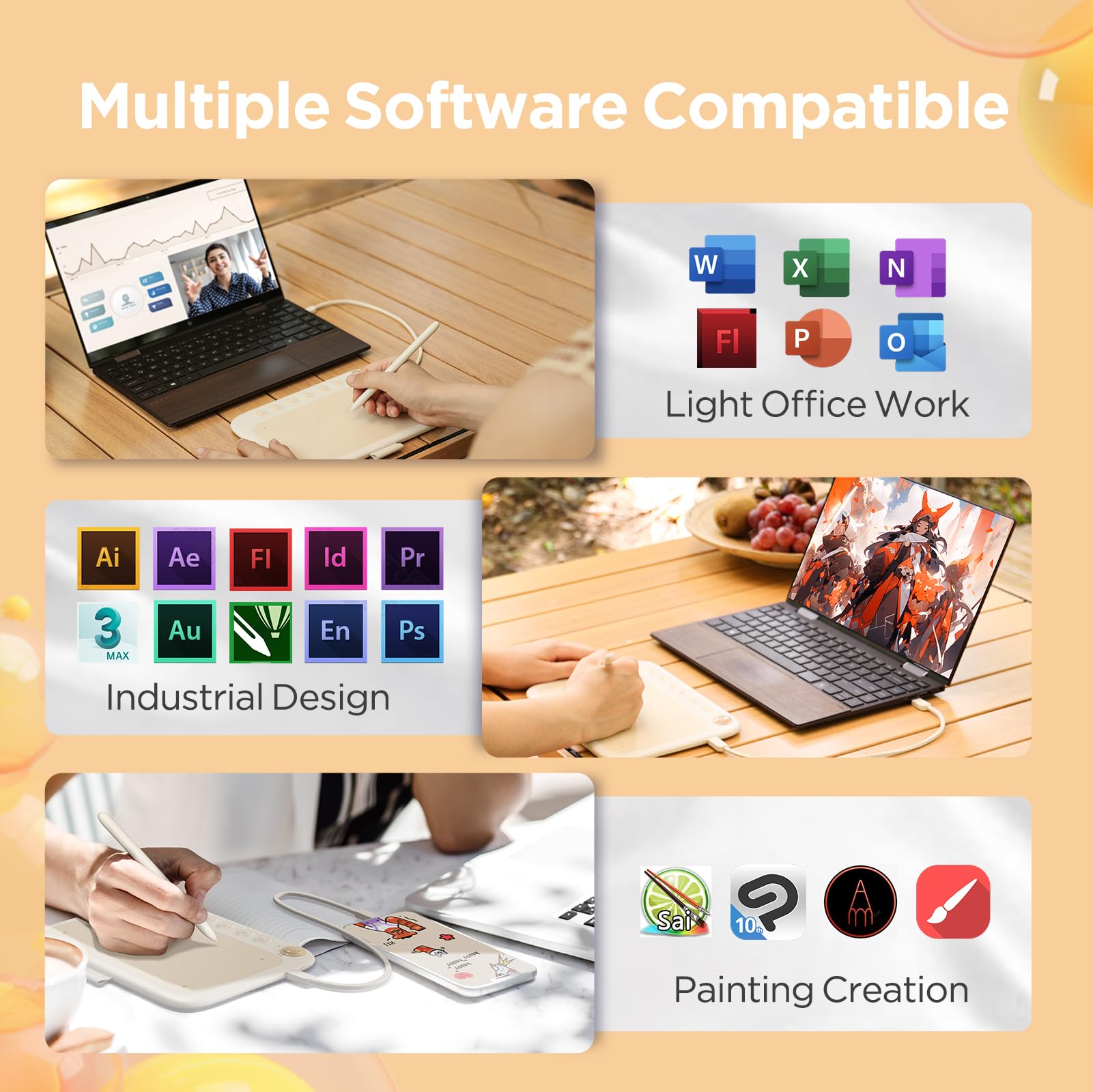 UGEE Q6 - Tavoletta da disegno per telefono Android, tablet grafico con 6 tasti caldi, 6,5 x 4 pollici, modalità di disegno regolabile, blocco da disegno con 16 K livelli, stilo senza batteria per