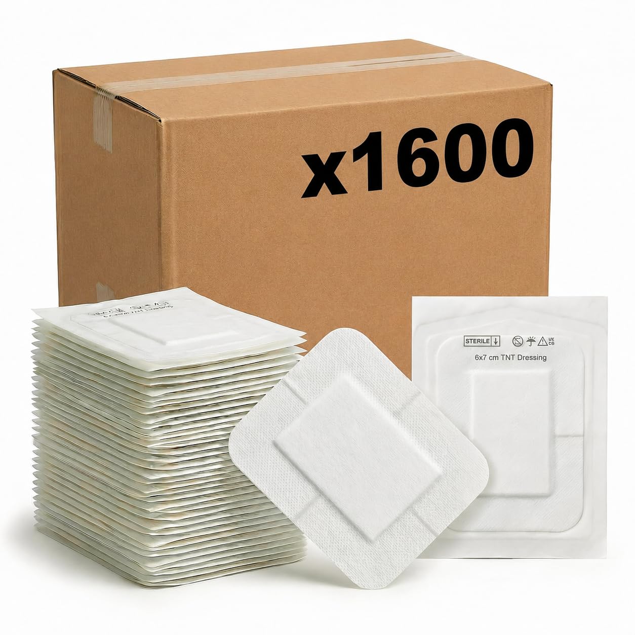 KMINA Apósitos Adhesivos de TNT (1600 unidades, 32 cajas de 50) 6 x 7 cm, Estériles para Uso Clínico Profesional