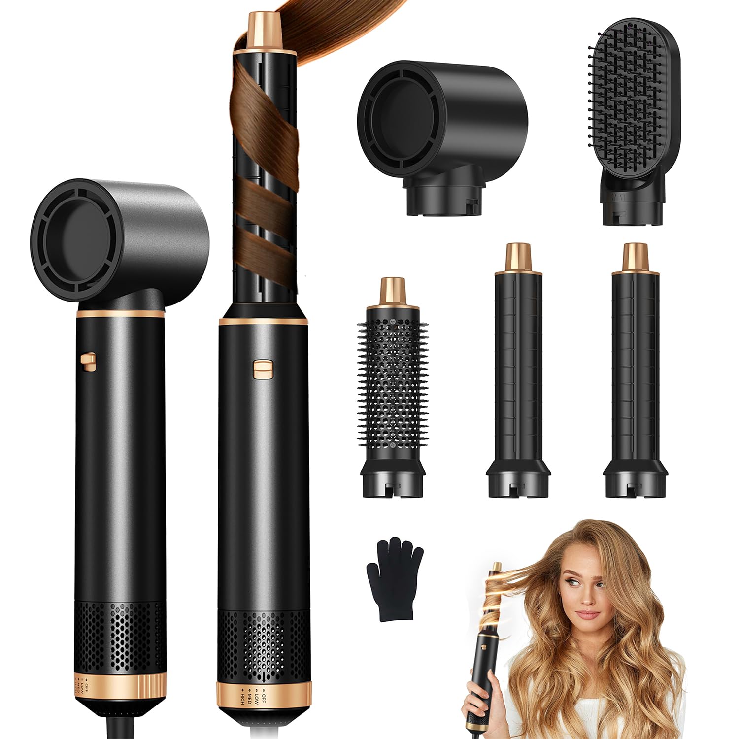Amazon.com : JINYAWA 5 in 1 Blow Dryer Brush and Hair Dryer, Auto