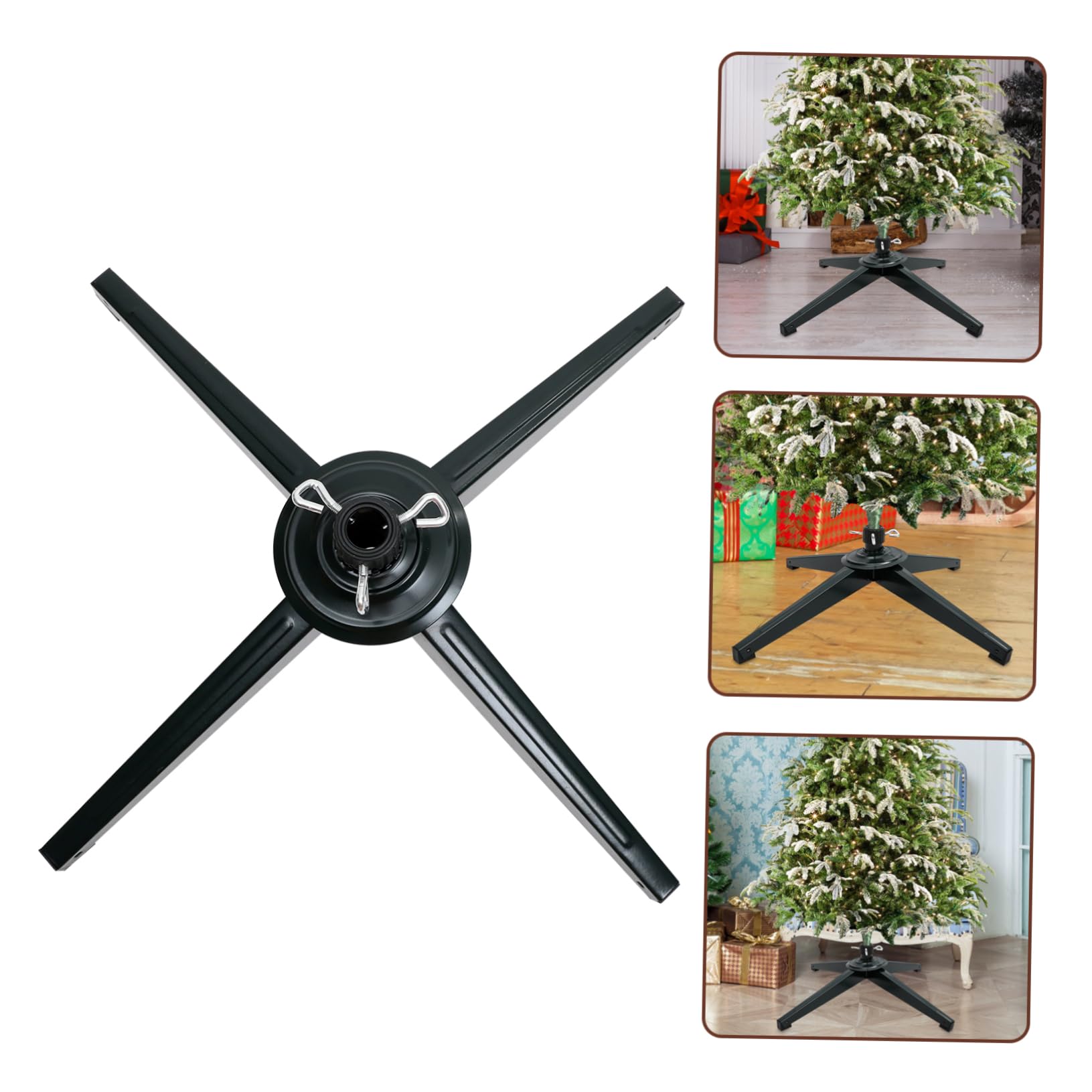 KONTONTY Folding Iron Christmas Tree Stand Base Xmas Tree Holder for Home Pole Convenient Storage Stable Support