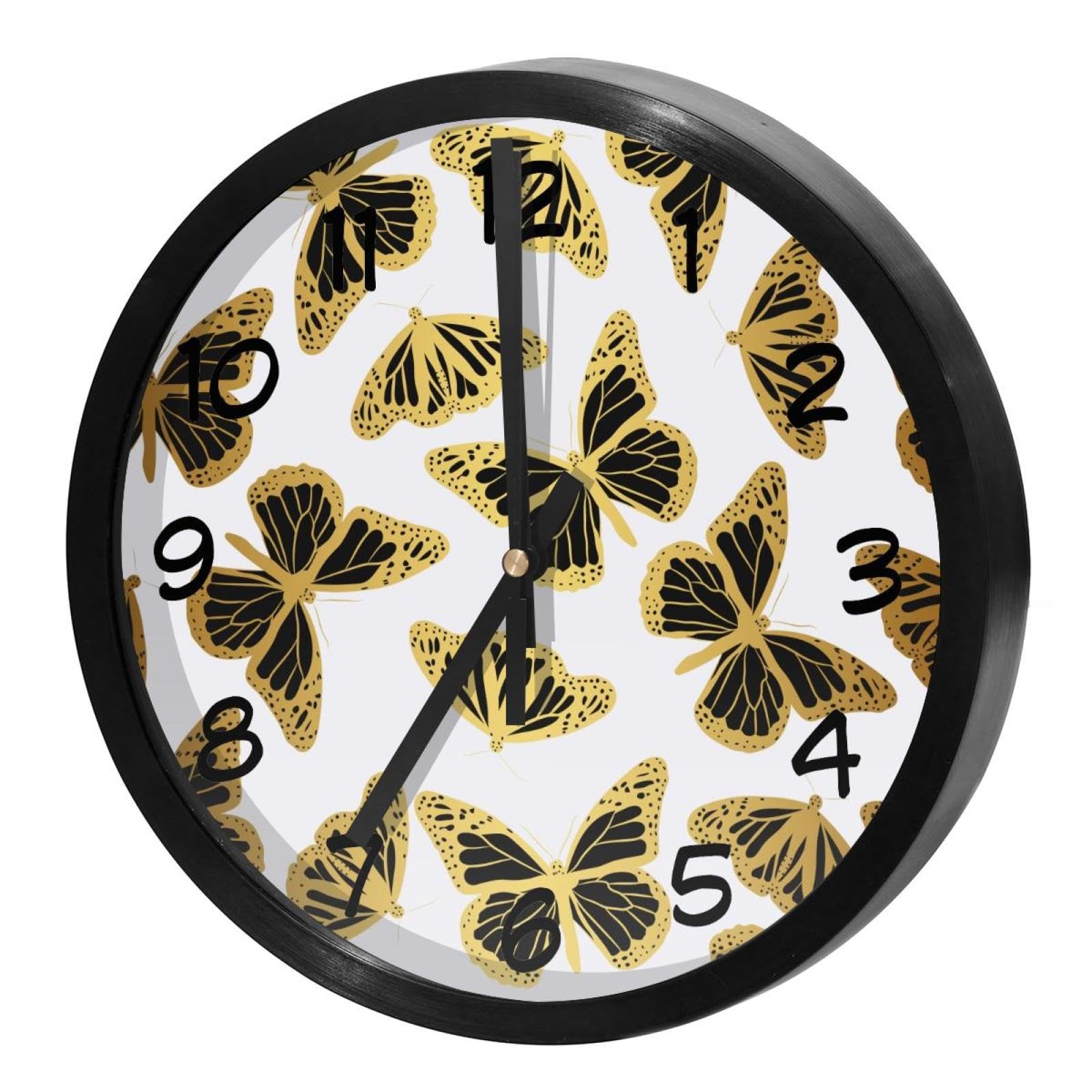 Horloge murale ronde pour maison et bureau au design papillon