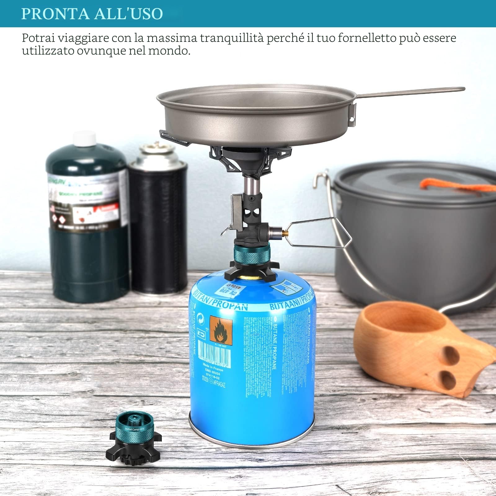Jeebel Camp Adattatore per Cartuccia ​Gas per Collegamento da ​Campingaz CV Bombola Gas, Transizione da Cartuccia con Tappo Baionetta Cartucce con Vite Filettata ​7/16"