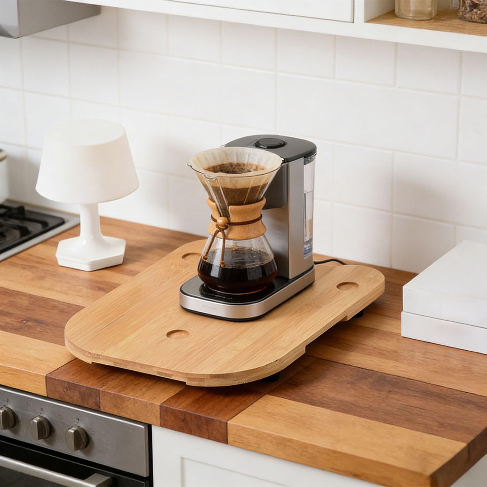Supporto compatto in legno con movimento stabile per robot da cucina multifunzione e macchina da caffè, base stabile per macchina da cucina