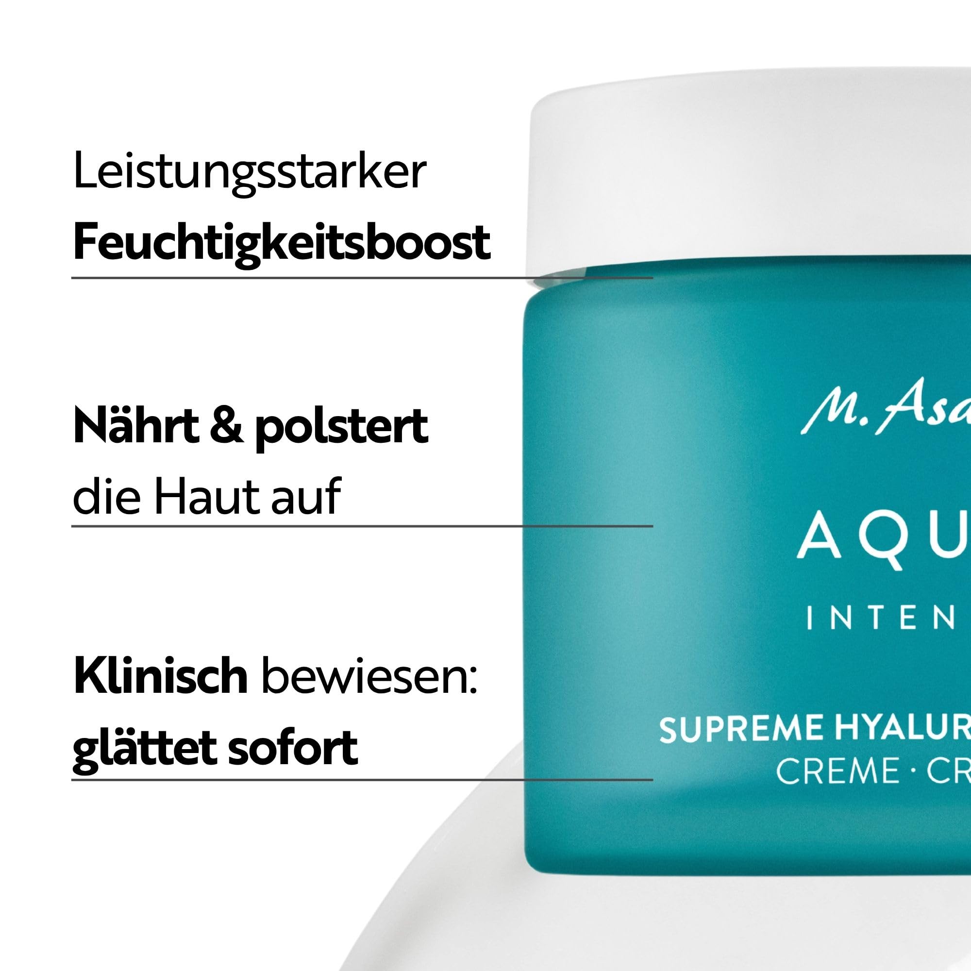 M. Asam AQUA INTENSE Supreme Hyaluron Cream (100 ml) – Parfümfreie Feuchtigkeitscreme, 120h Feuchtigkeitskomplex, Gesichtscreme mit Anti-Falten-Effekt, Tagescreme mit Hyaluron, Gesichtscreme