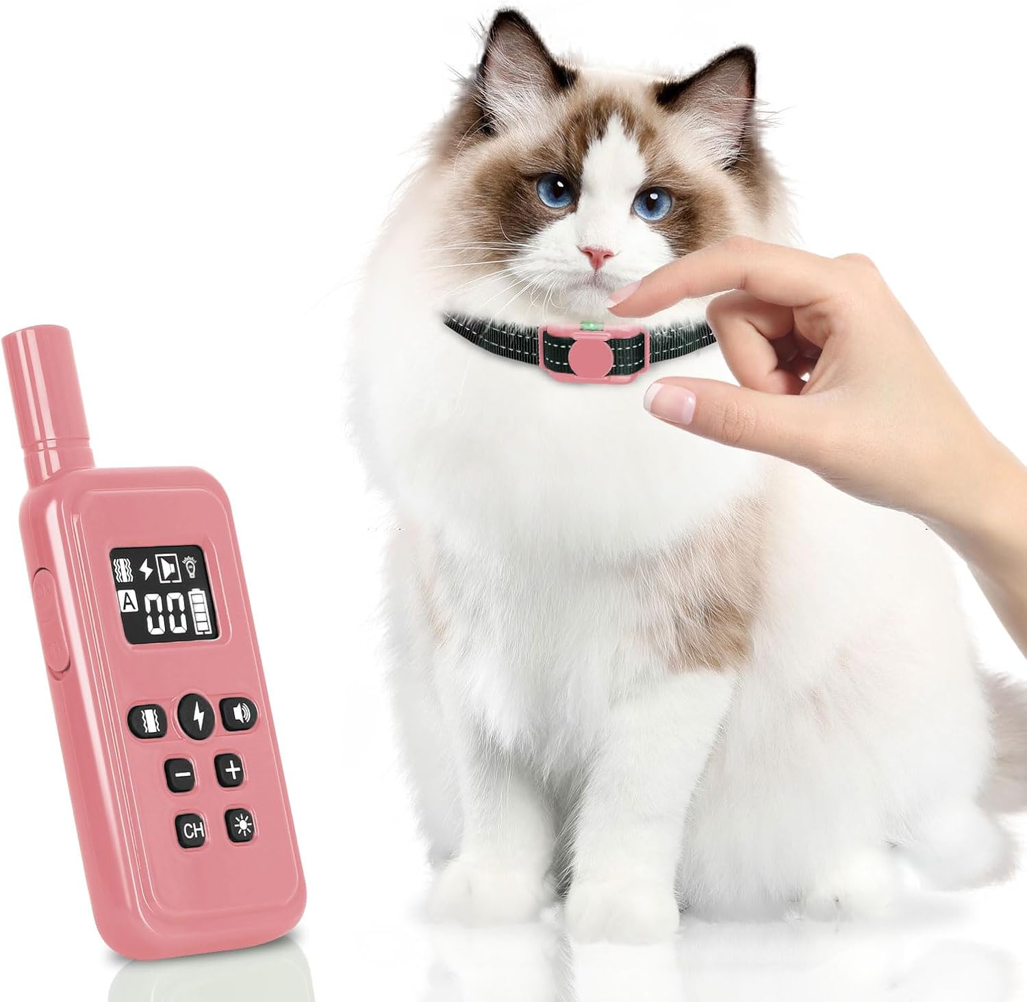 Cat training collar with remote for small cats (3 modes, 2000ft) - pink