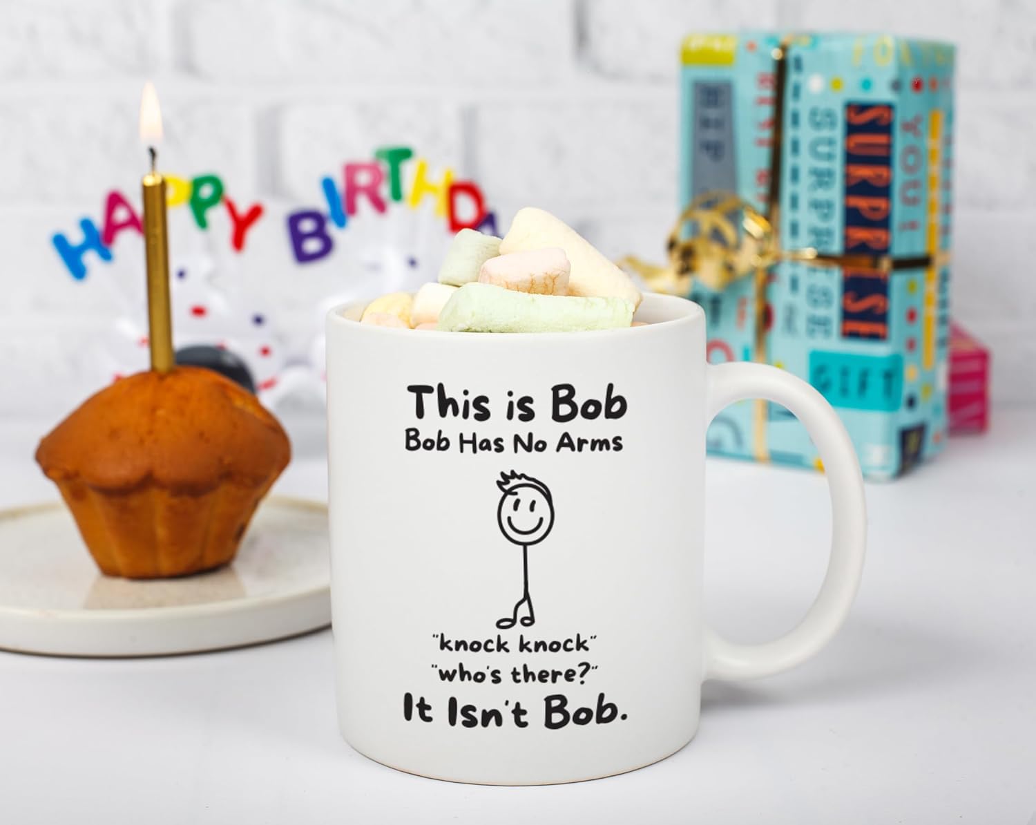 This Is Bob Funny Stickman Figure Coffee Mug - Bob Has No Arms Adult Humor Mug for Him Husband Boyfriend Gift Idea - Hilarious Birthday Presents for Office Coworker or Dad - 11 oz White Novelty Cup - Image 6