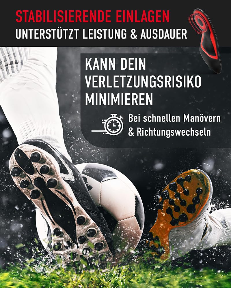 SPORT SOCCER - Einlegesohlen für Fußballschuhe - Einlagen für Sportschuhe - Leicht zu reinigen für Sport & Freizeit - Atmungsaktiv, kühlend und langlebige Schuheinlagen für Damen & Herren