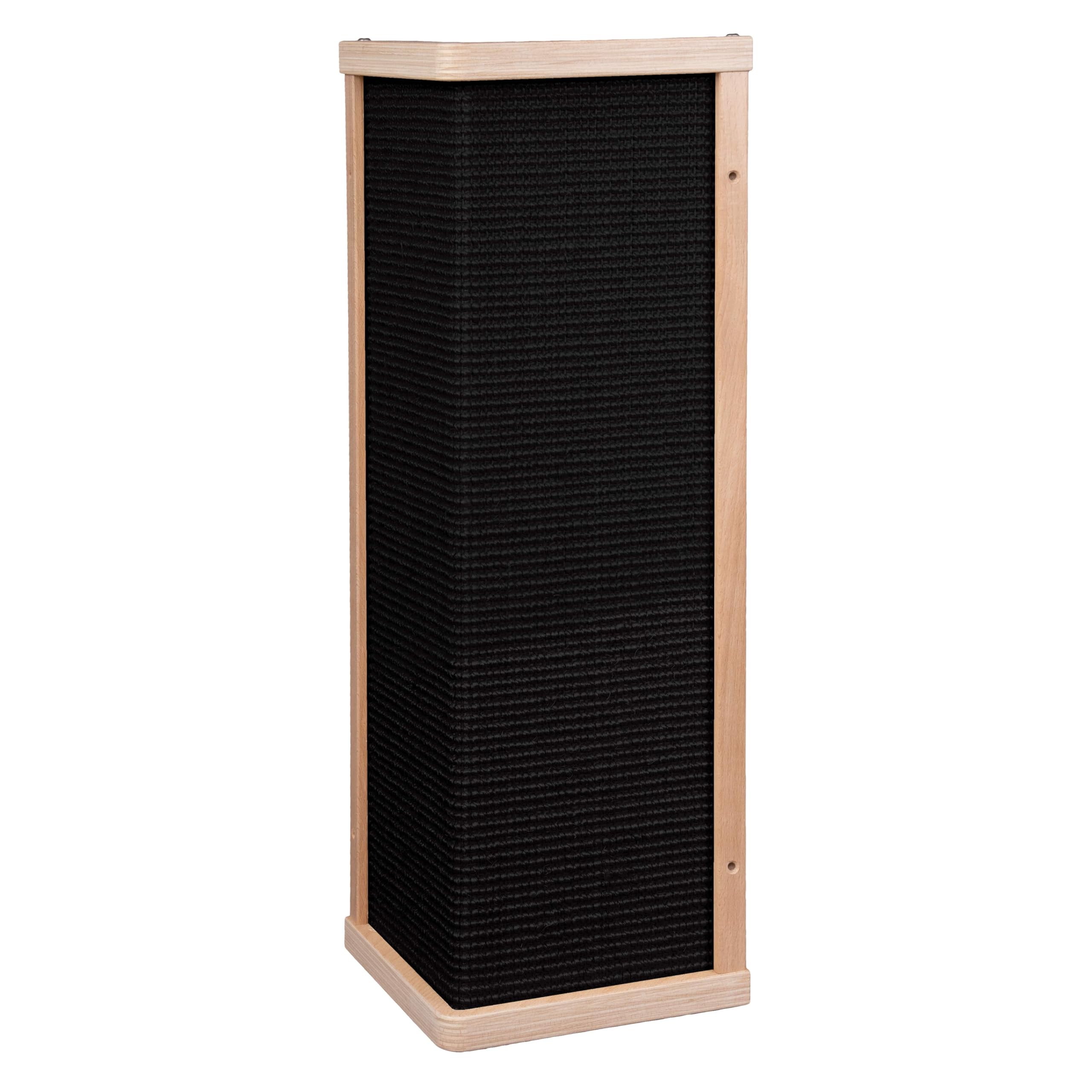 Kratzbaumland Premium-Eck-Kratzbrett aus Buchenholz mit austauschbarem Sisalteppich, nachhaltig, wandmontage für Katzen (70 cm - Sisal Schwarz)