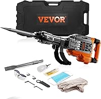 VEVOR 3500W Electric Demolition Hammer Jack Hammer, 1900 BPM Concrete Breaker, 60J Impact, 2 Chisels, 360° Handle, Gloves Included