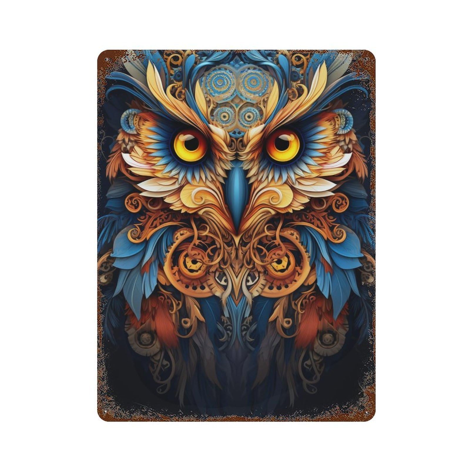 Fantasy Owl Artwork -1 Decorative Tin Sign 15.7"x11.8", Retro Wall Decor for Garage, Pub Or Kitchen