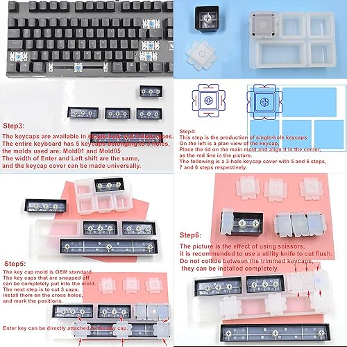 Miniatura 5 de Molde mecánico manual para teclado para juegos para computadora, PC, gamer, patas de mascotas, moldes de silicona, flores secas, manualidades de
