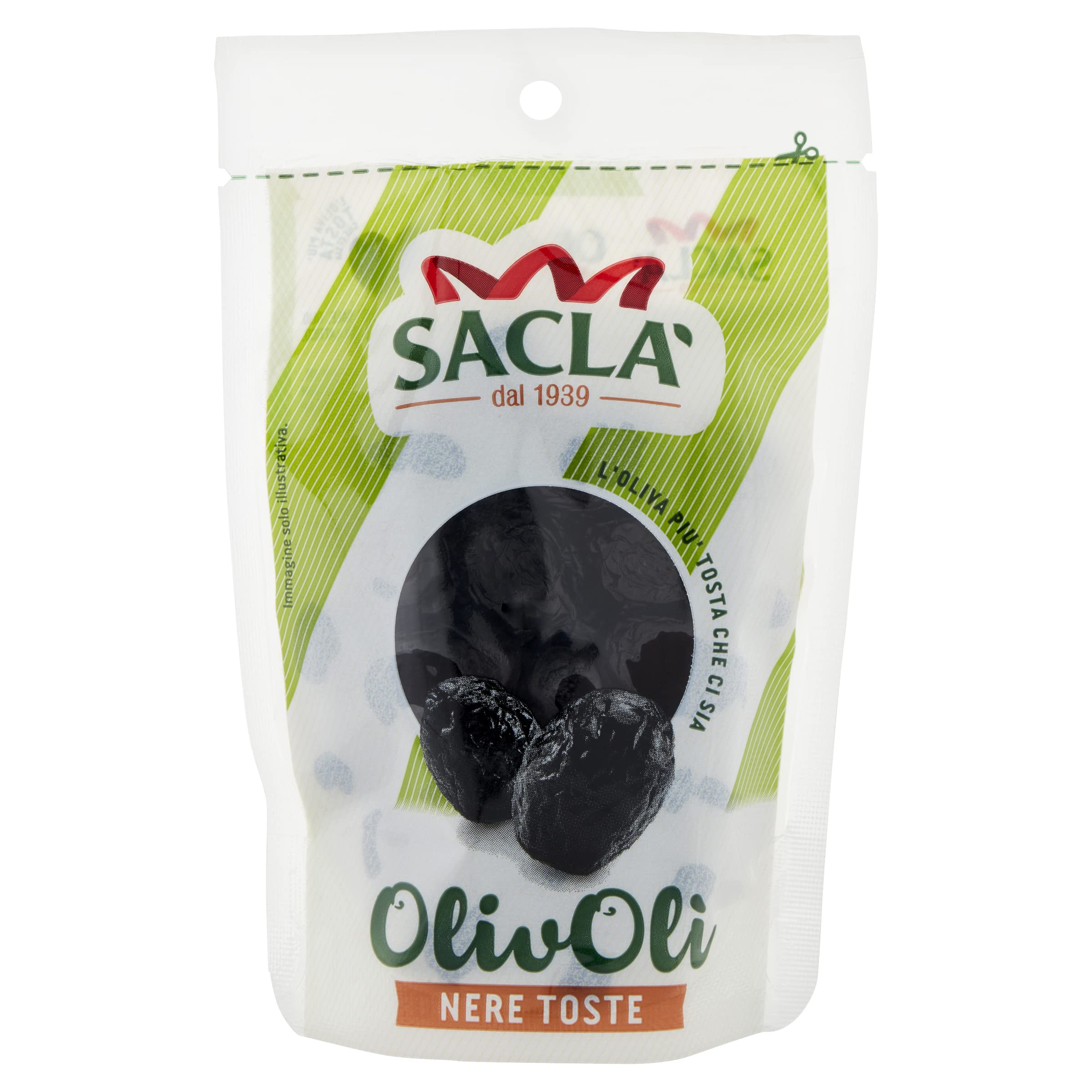 Saclà, OlivOlì, Olive Nere Toste, Ideali per Insalate e per Arricchire i Tuoi Piatti, Busta, 100g, Confezione da 24 pezzi