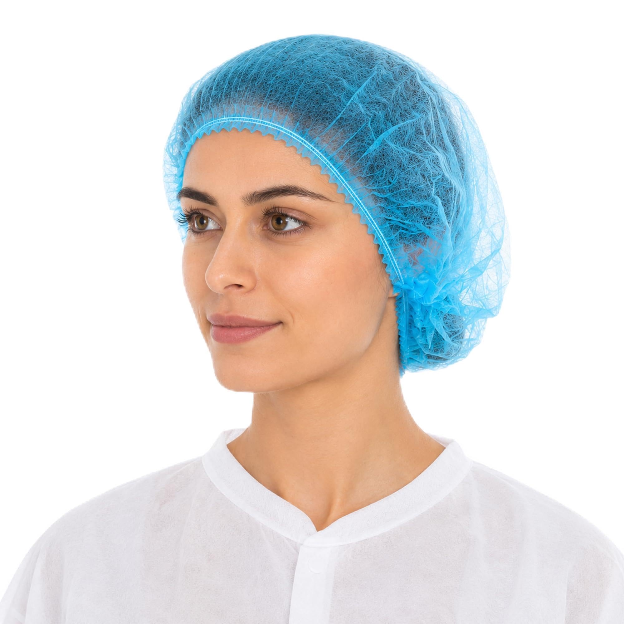 AM Safe-X Disposable Non-Woven Bouffant Cap for Women & Men 100 Pcs | Elastic Hair Net | Breathable Hair Protection Cap for Kitchen, Salon, Spa, Hospital, Food Processing & Cleanroom Use (Blue)