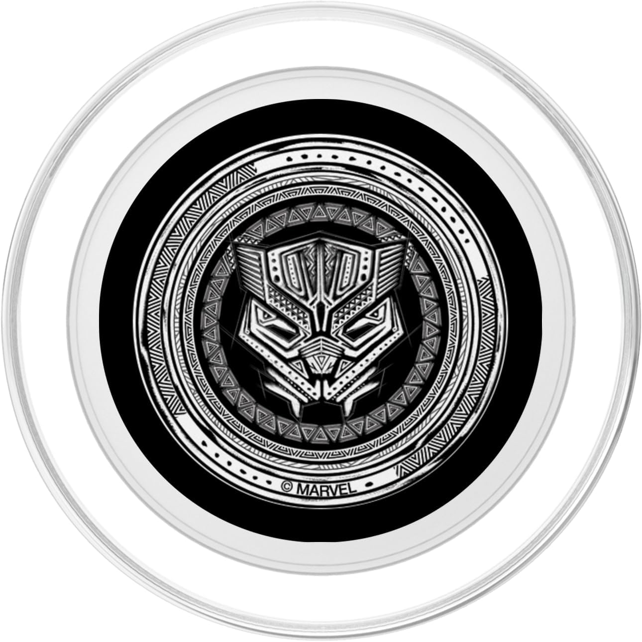 Marvel Black Panther King T’Challa Black White Wakanda Print PopSockets MagSafe PopGrip for iPhone