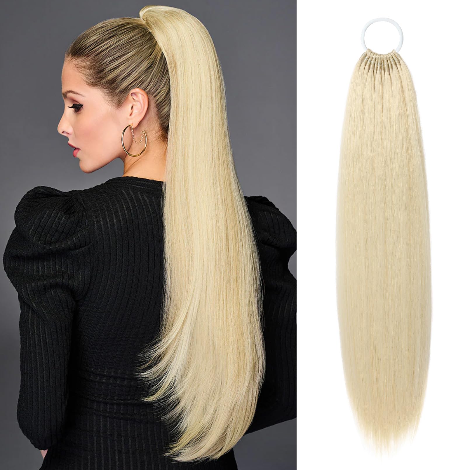 FLUFYMOOZ 28 Inch Ponytail Extension