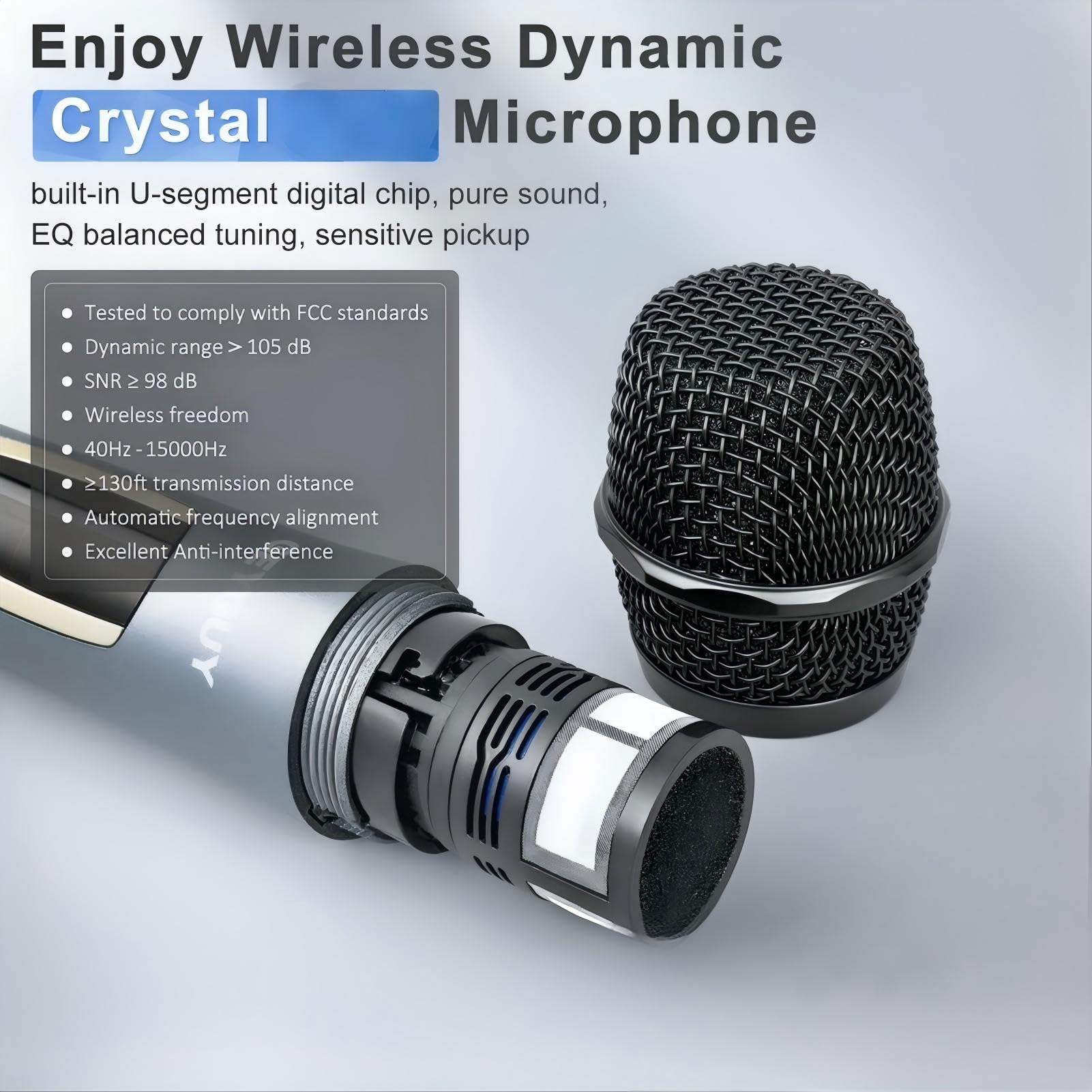 Karaoke con 2 Microfoni Wireless per Adulti, Altoparlante Bluetooth da 10" con potenza di picco di 550W, Sistema PA con TWS per Casa all'Aperto, Ruote Rotanti e Carrello, supporta USB/TF/REC/AUX/FM