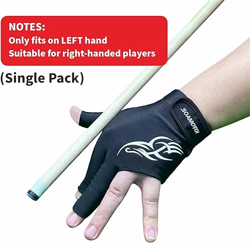 Miniatura 2 de Guantes de billar para mano izquierda, 3 dedos, guantes de billar transpirables, de secado rápido, guantes de billar profesionales para accesorios